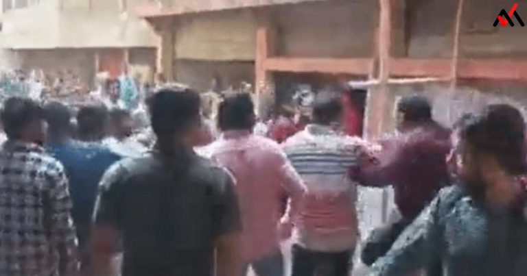 A group of radicals from the Muslim community attacking a Hindu Kali Temple in Nilam Bazar in the Karimganj District of Assam