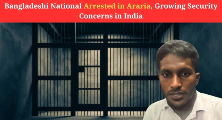 Illegal infiltrator from Bangladesh, escorted by police officers.