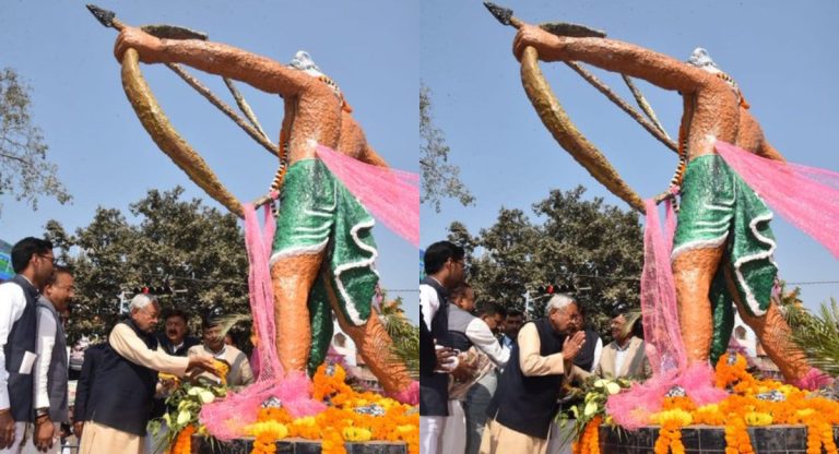 Bihar CM Nitish Kumar Honors Freedom Fighter Tilka Manjhi at Tilka Manjhi Chowk During Samadhan Yatra