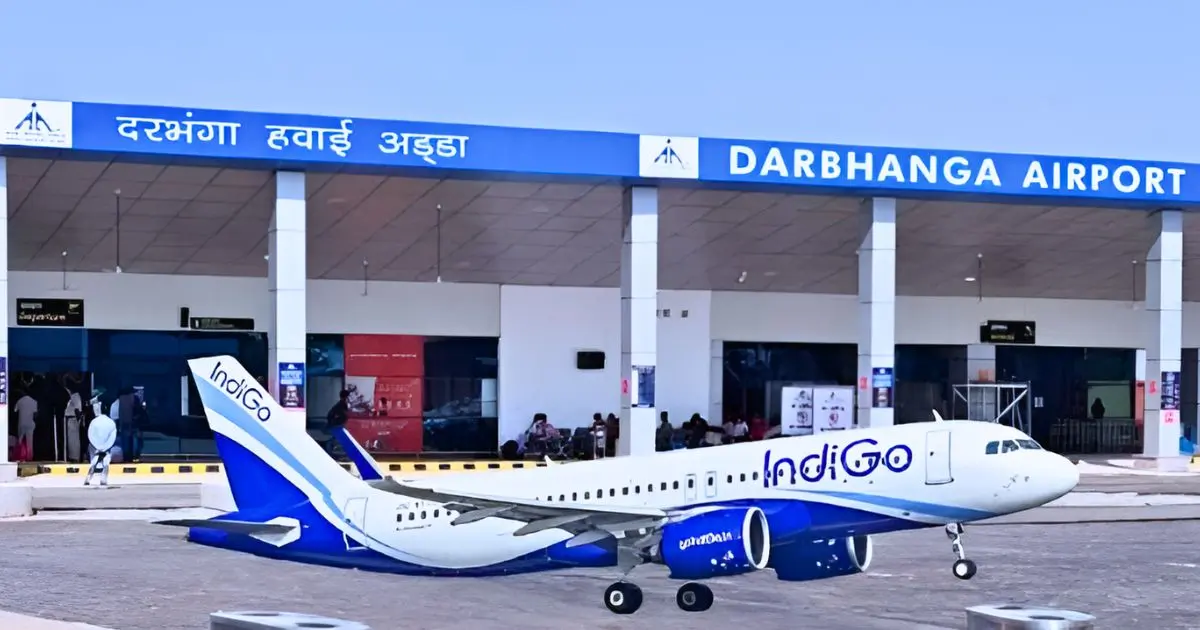 Taking off an Indigo flight at the Airport of Darbhanga