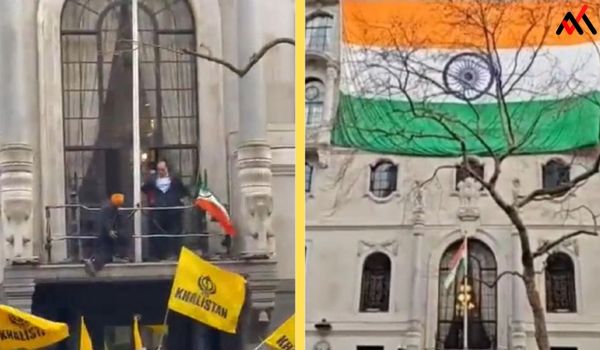 Huge Indian flag erected at the Indian High Commission in London after Khalistanis desecrated the flag of India.