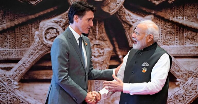Justin Trudeau with PM Modi in India