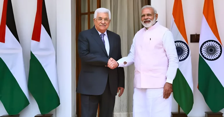 President Mahmoud Abbas and PM Modi during the State Visit of the President of Palestine to India on 16 May, 2017