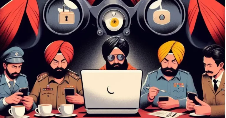 AI image of Punjab Police using laptop with thir collegue