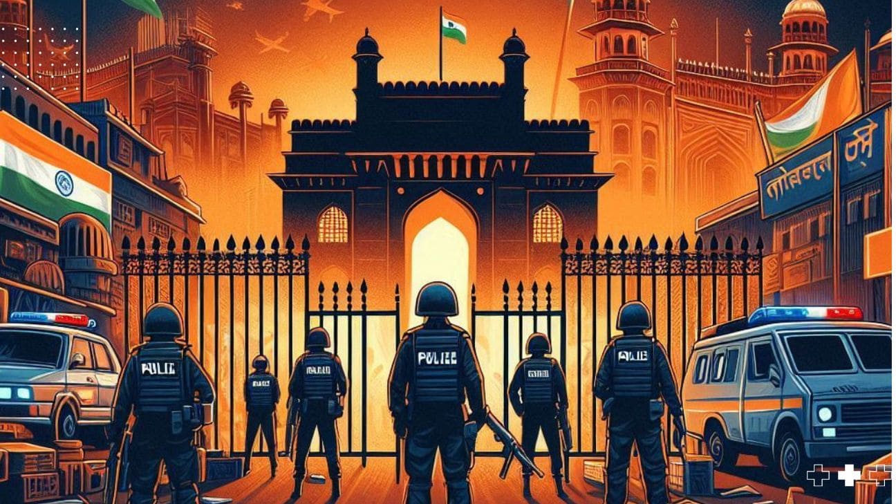 Indian police following Section 144 of Indian constitution during protest