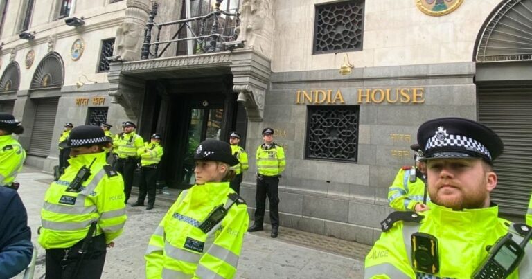 Security has been increased outside the Indian High Commission in London by the London Metropolitan Police
