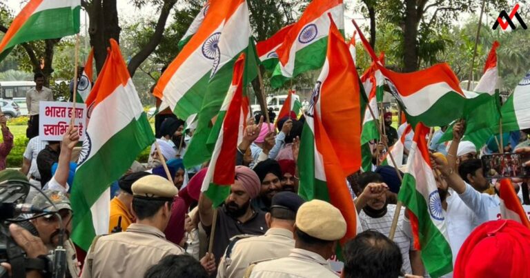 Sikhs gathered outside the British High Commission in Delhi against Khalistanis