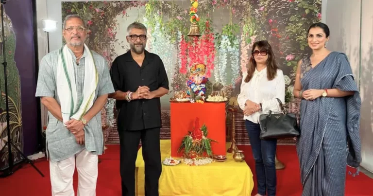 Director Vivek Agnihotri, Producer Pallavi Joshi, Star cast Nana Patekar taking blessings of Ganpati before the release of the movie The Vaccine War