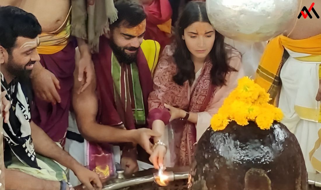 Virat Kohli and Anushka Sharma worshiping Mahakaleshwar Jyotirlinga Temple in Ujjain