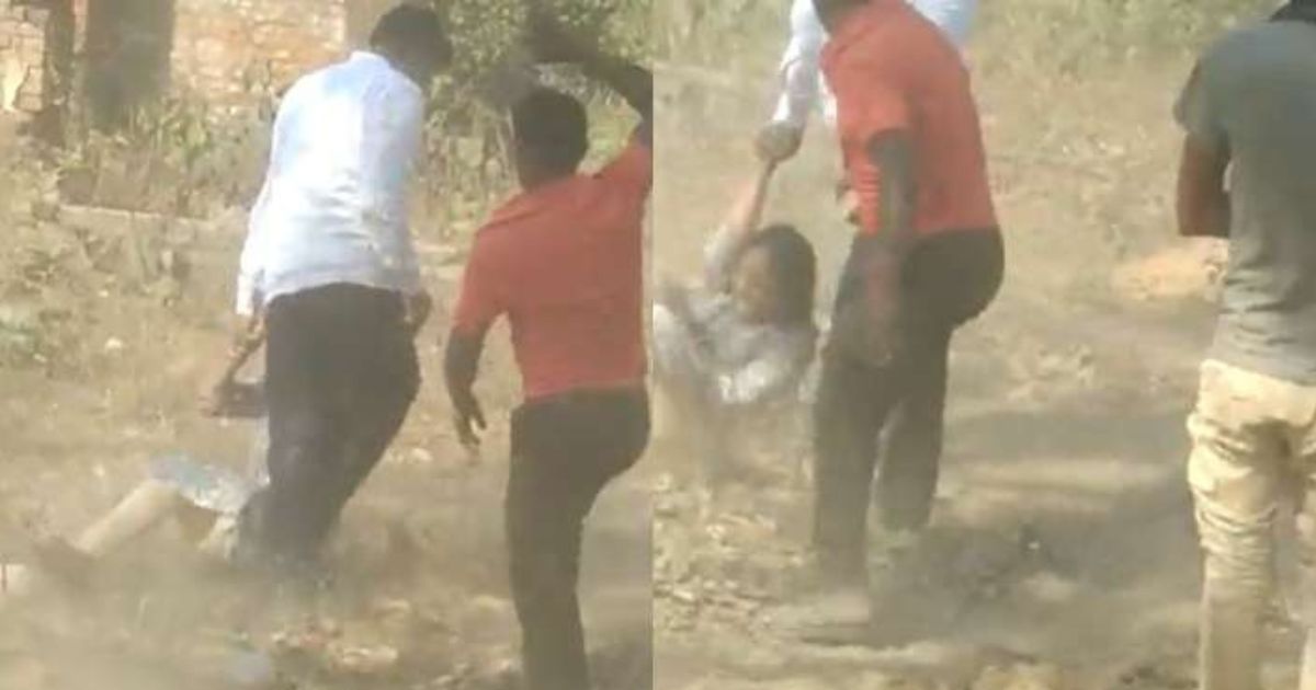 Crowd of illegeal sand minors in Bihar Abuses & Drags Woman Officer