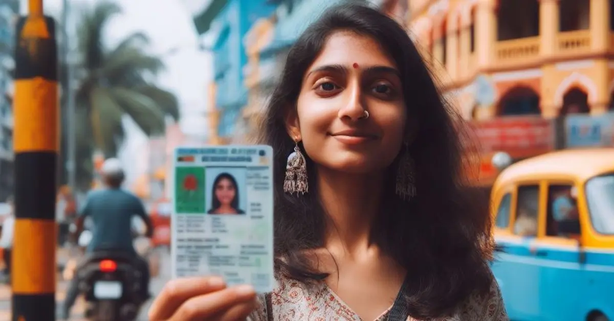 Young girl with Driving license of India