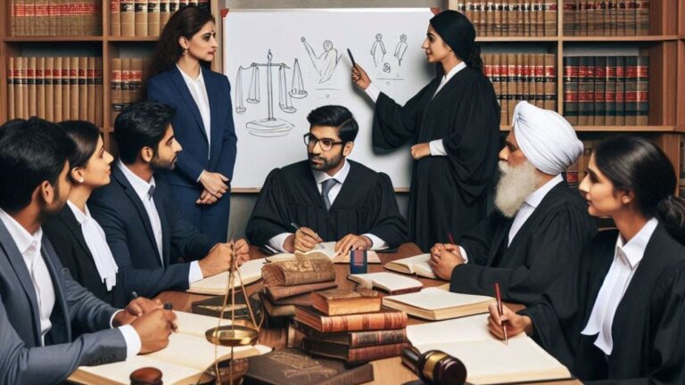 Indian lawyers and judges discussion on new law.