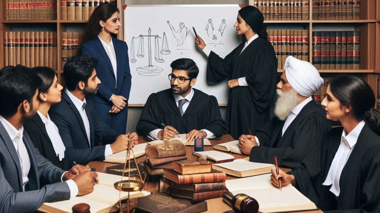 Indian lawyers and judges discussion on new law.