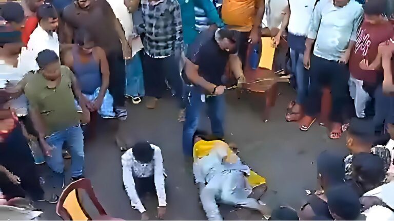 Scene of a brutal attack in Uttar Dinajpur where a woman and her lover were assaulted by goons after failing to pay a panchayat-ordered compensation; the assailant, an aide of a local politician, was arrested by police.